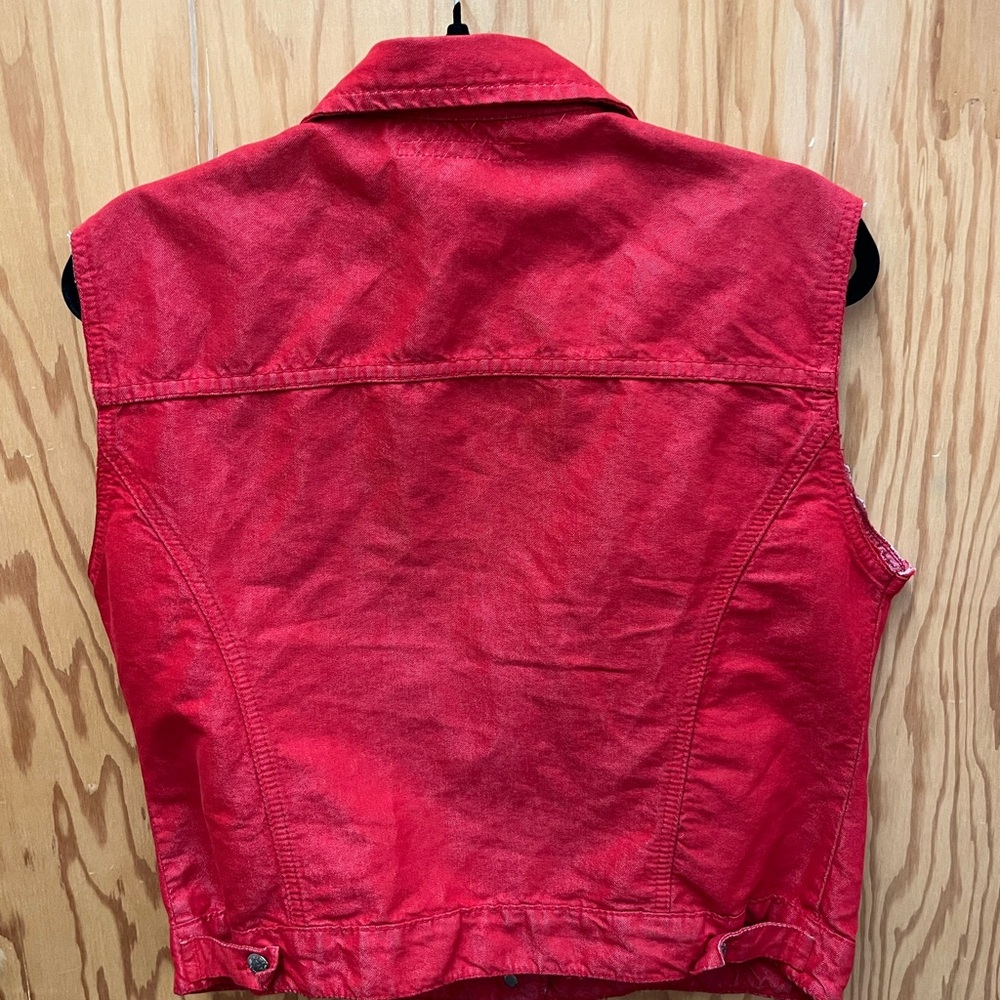 Red Denim Vest - Picture 4 of 4